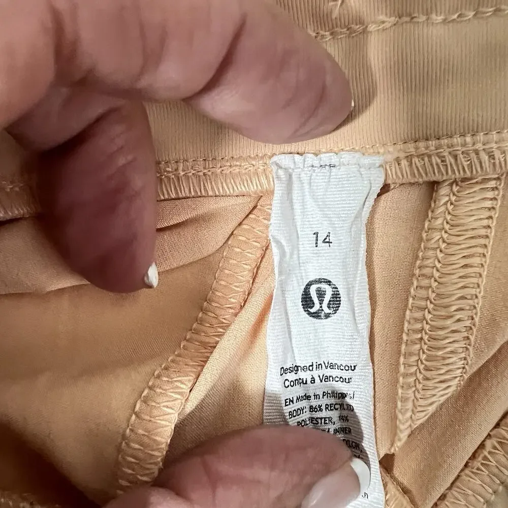 Lululemon Swift Mid-Rise Wide-Leg Pant Women's 14 Peach Bellini Athleisure EUC